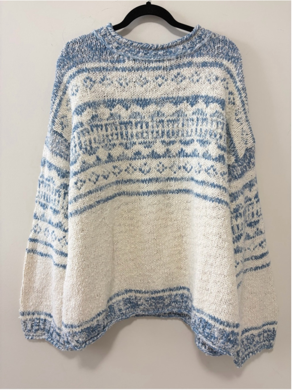 FREE PEOPLE - DANI PATTERN SWEATER IN CLOUD COMBO Size M - Picture 5 of 13